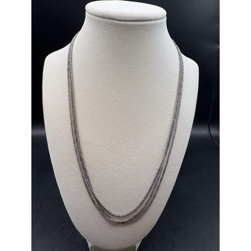 Vtg Sterling Silver Italy 3 Layer Chain Necklace Slinky Shimmer 20” 10.2g